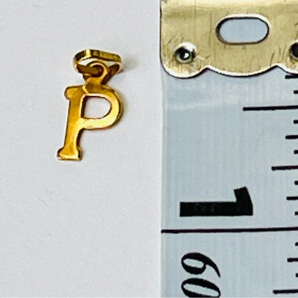 14K YELLOW GOLD VINTAGE INITIAL “P” CHARM PENDANT SIGNED MK - Picture 6 of 6